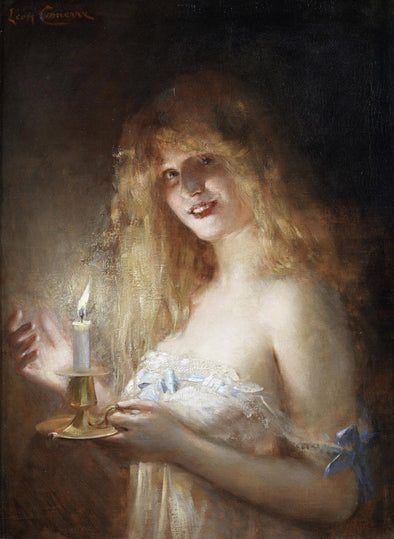 Leon Francois Comerre - A Young Lady Lit by Candlelight