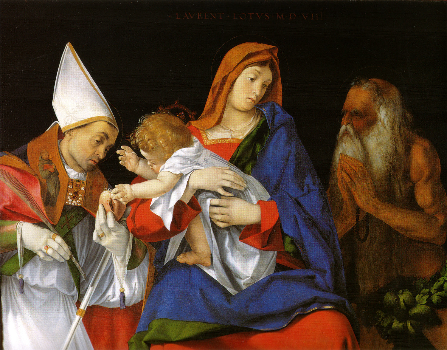 Lorenzo Lotto - Madonna with St. Bishop and St. Onuphrius