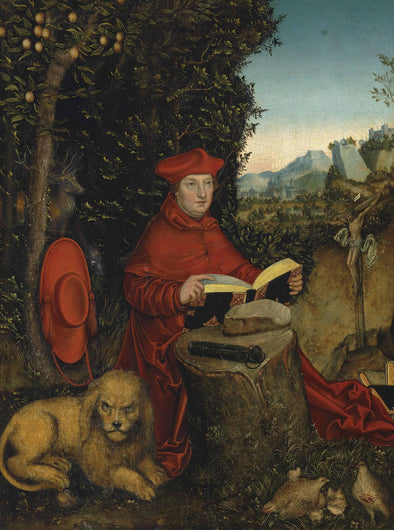 Lucas Cranach the Elder - Cardinal Albrecht von Brandenburg as Saint Jerome in a landscape