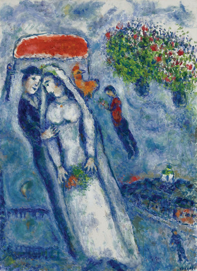 Marc Chagall - Les Mariés Sur Fond Bleu