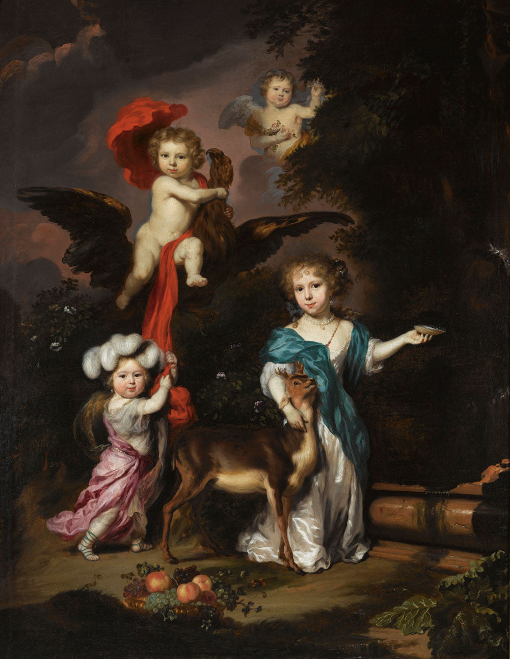 Nicolaes Maes - A Pastoral Family Portrait of Four Children