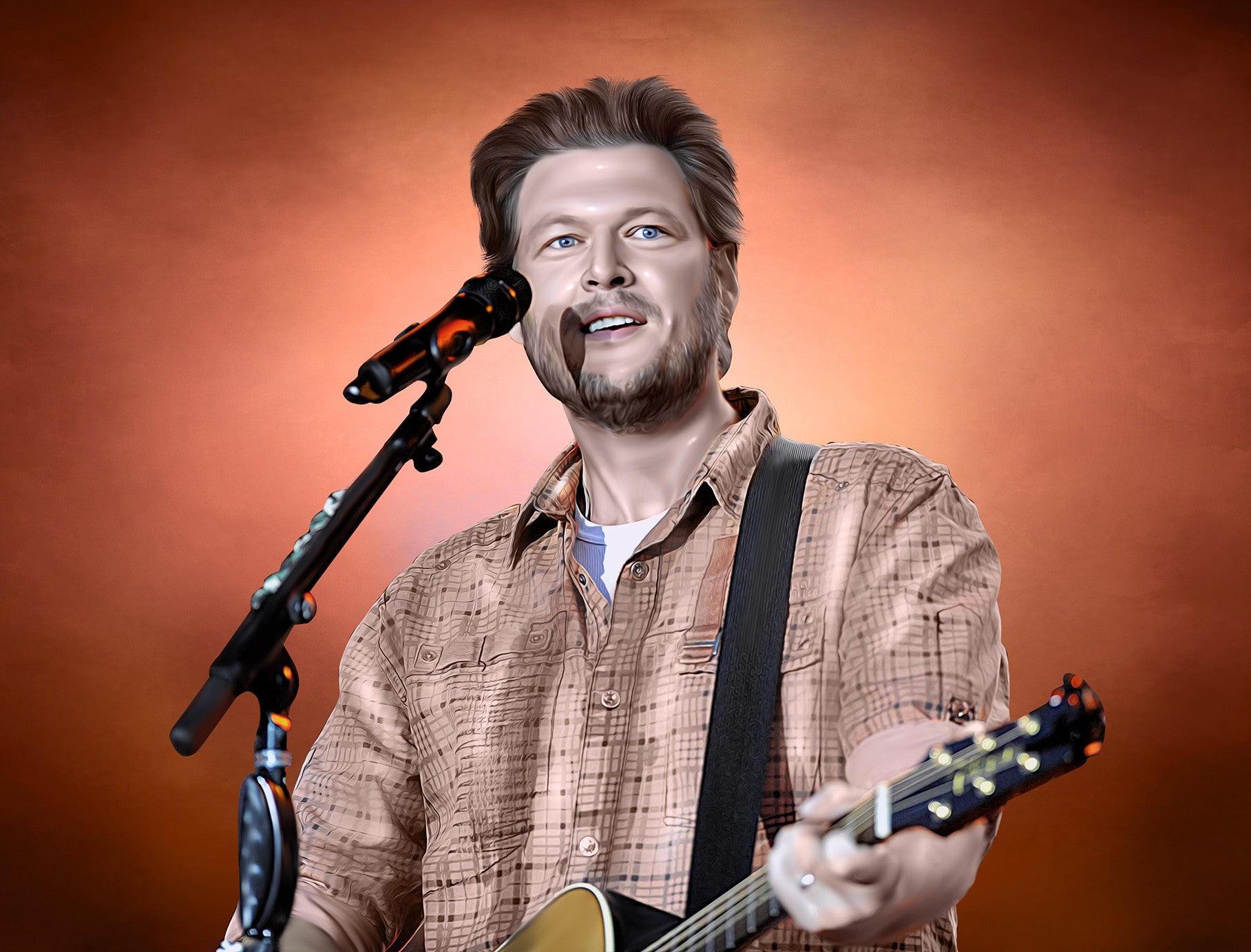 Blake Shelton Digital Painting - Get Custom Art