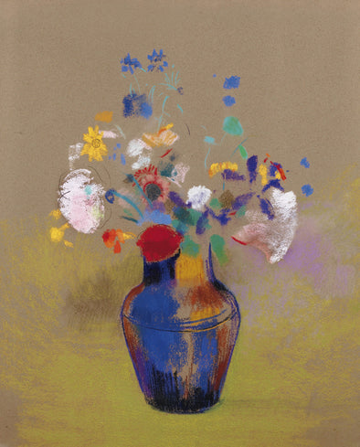 Odilon Redon - Flowers on a grey background