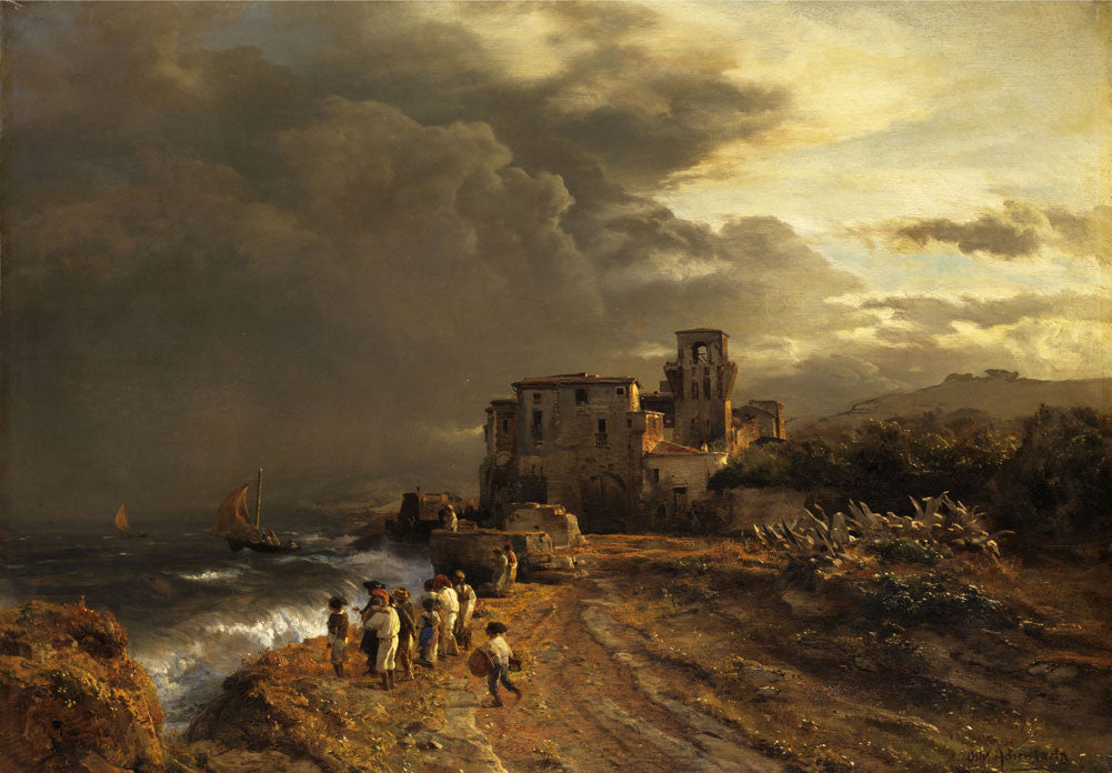 Oswald Achenbach - Retreating Storm on the Italian Coast-Reproduction-Get Custom Art