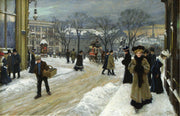 Paul Fischer - Winter in Kongens Nytorv (King's Square)-Reproduction-Get Custom Art