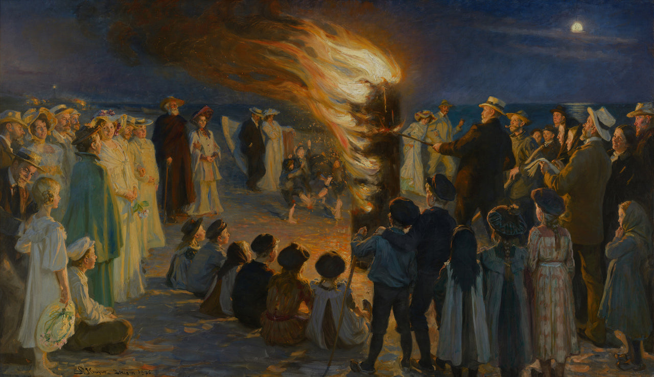 Peder Severin Kroyer - Midsummer Eve Bonfire on Skagen Beach-Reproduction-Get Custom Art