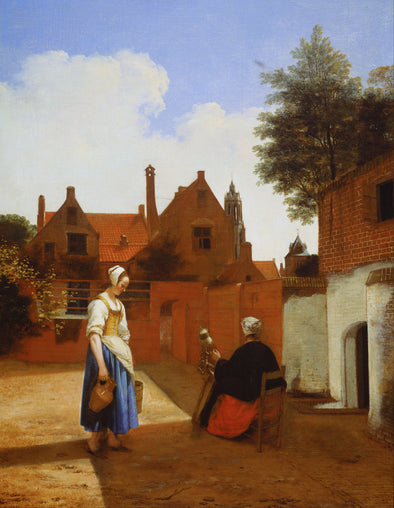 Pieter de Hooch - Courtyard in Delft at Evening a Woman Spinning