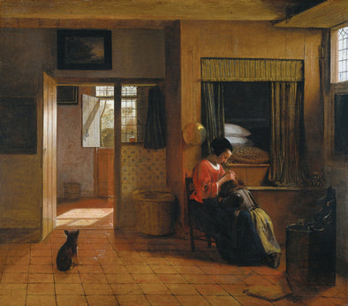 Pieter de Hooch - Interior with a Mother Delousing her Child