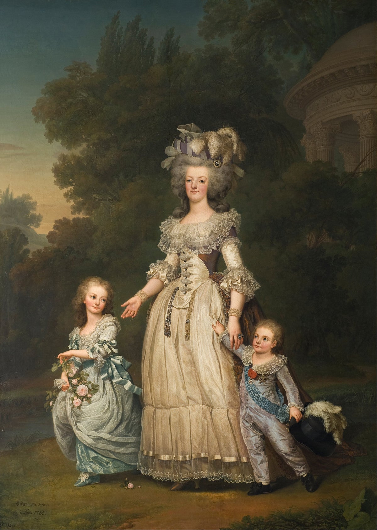 Adolf Ulrik Wertmuller - Queen Marie Antoinette of France and two of her Children Walking in The Park of Trianon-Reproduction-Get Custom Art
