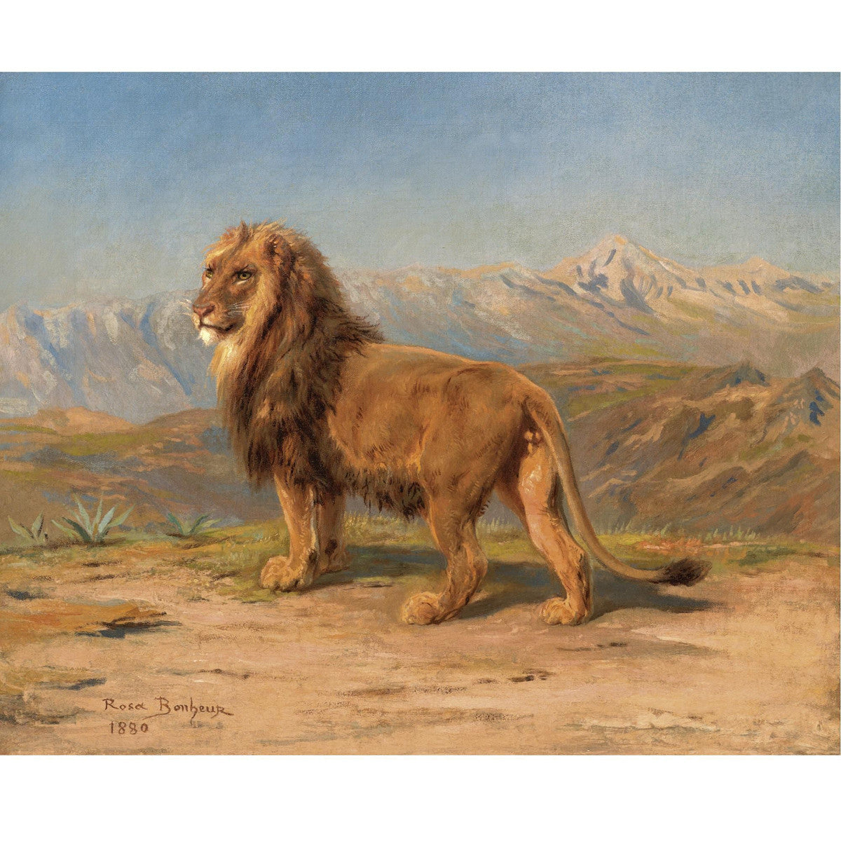 Rosa Bonheur - Lion in a Mountainous Landscape-Reproduction-Get Custom Art
