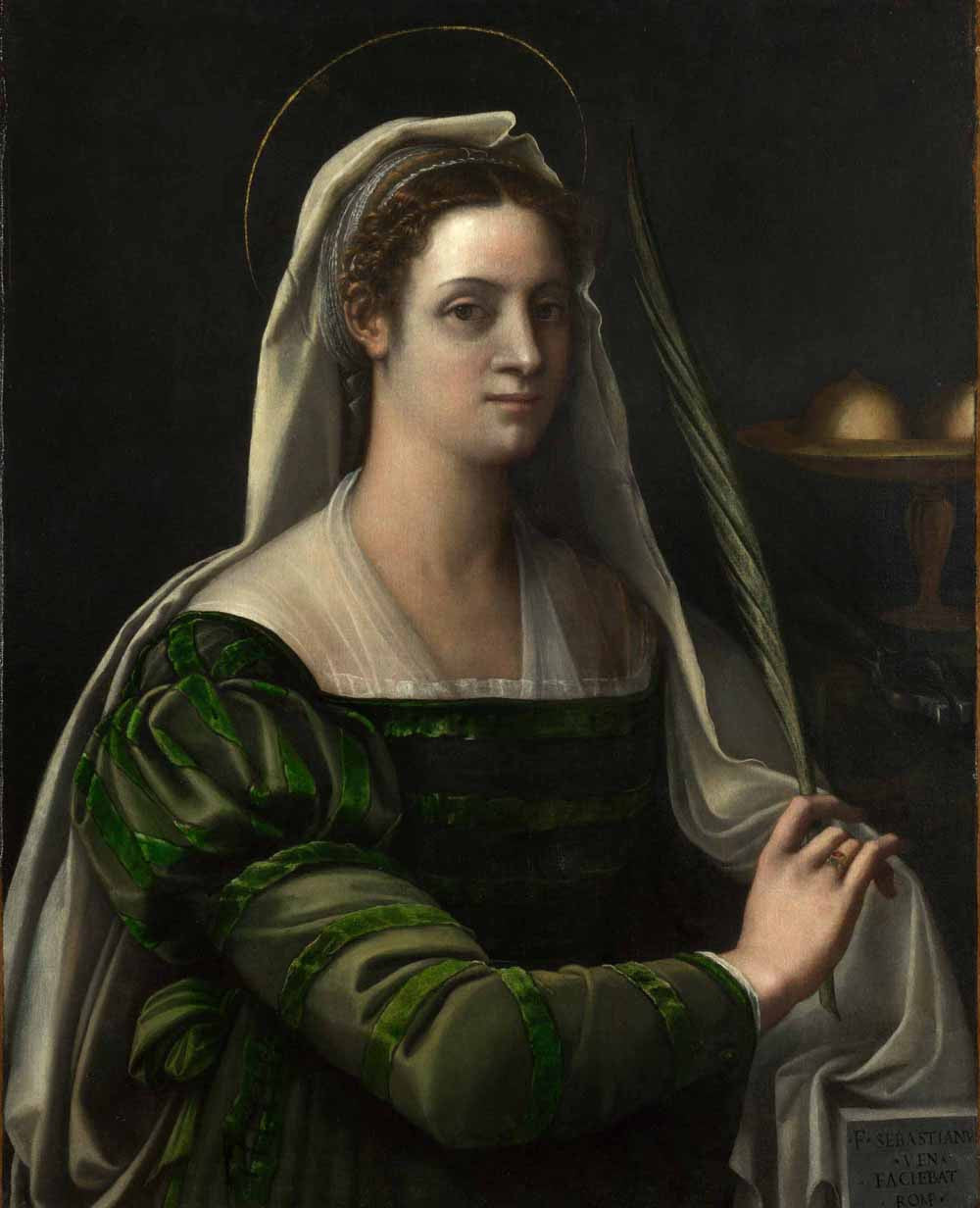 Sebastiano del Piombo - Portrait of a Lady with the Attributes of Saint Agatha-Reproduction-Get Custom Art