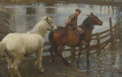 Sir Alfred James Munnings - Crossing the Ford