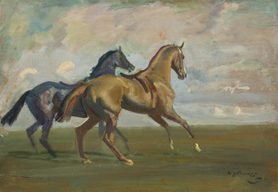 Sir Alfred James Munnings - Two race Horses at the Start