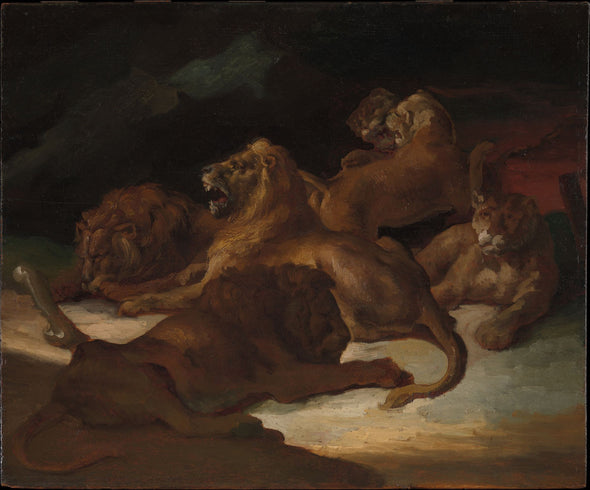 Théodore Géricault - Lions in a Mountainous Landscape