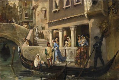 Vasily (Wilhelm) Alexandrovich Kotarbinsky - Dignitaries Boarding a Gondola on a Venetian Backwater