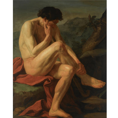 Jean Joseph Taillasson - A Naked Man Sitting in a Landscape